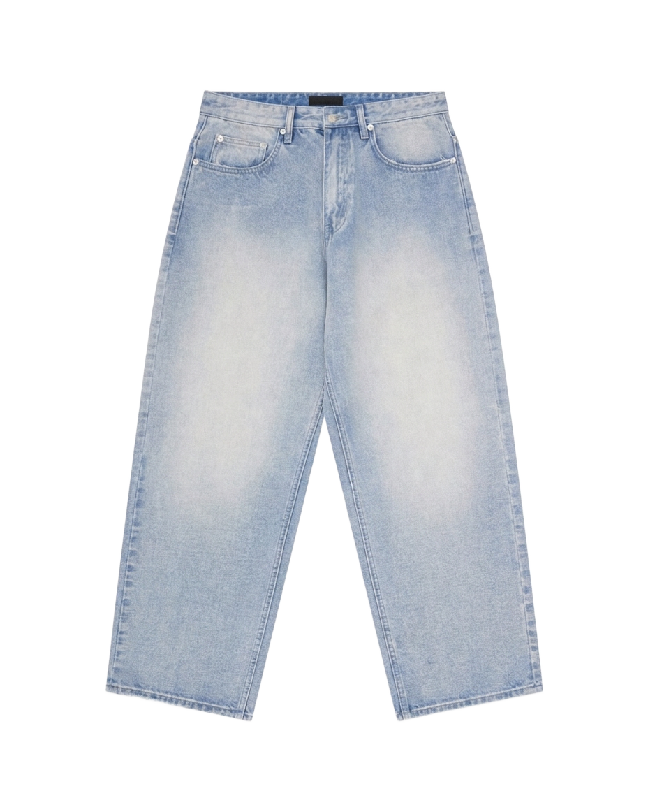 FADED DENIM PANT - POWDERED BLUE